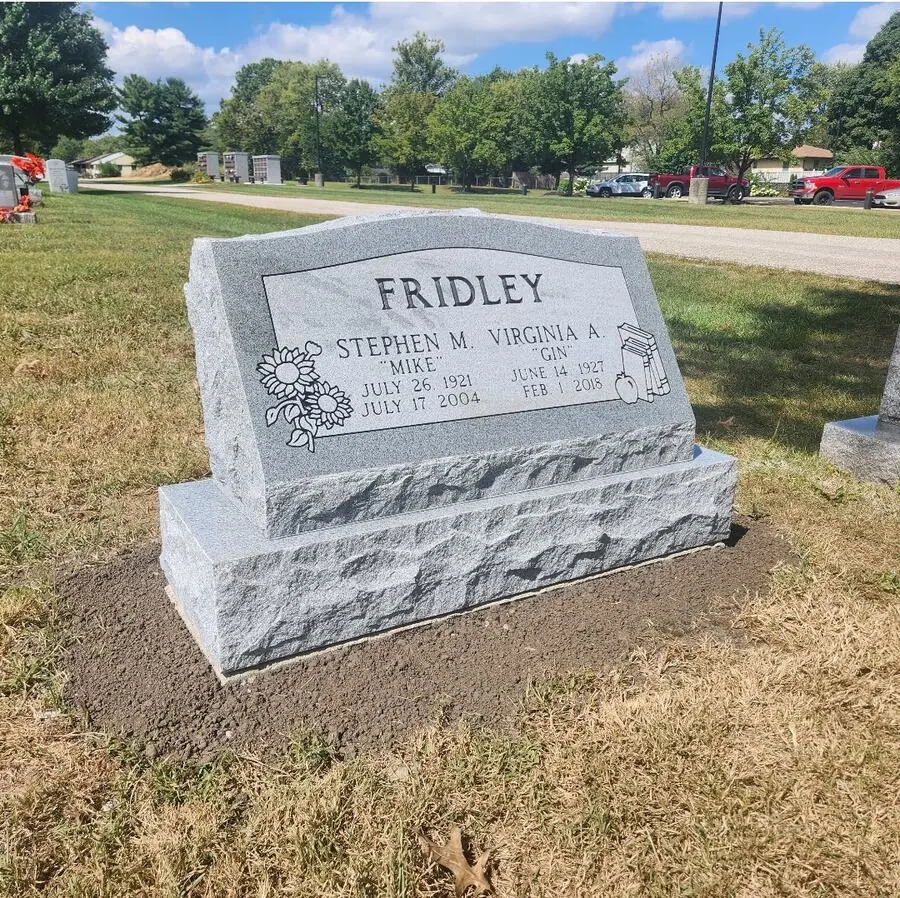 Serp-Top Granite memorial in Georgia Grey, by Stoltz Memorials
